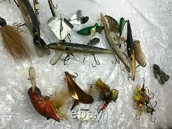 LOT OF 100 VINTAGE Mixed Collectible LURES & other FISHING items in Union Box
