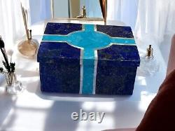 Lapis Lazuli Storage Jewelry Box Handmade Vintage Stone Utility Box Gift for Her