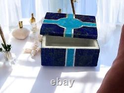 Lapis Lazuli Storage Jewelry Box Handmade Vintage Stone Utility Box Gift for Her