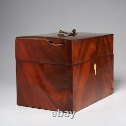 Large Georgian Style Metal Lined Wood Brass Tea Caddy Box 11 Antique 19th C