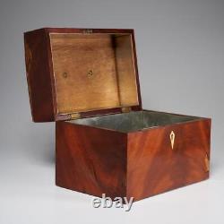 Large Georgian Style Metal Lined Wood Brass Tea Caddy Box 11 Antique 19th C