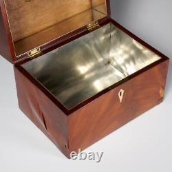 Large Georgian Style Metal Lined Wood Brass Tea Caddy Box 11 Antique 19th C