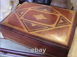 Large Heavy Vintage Italian Gilded Florentine Leather Box