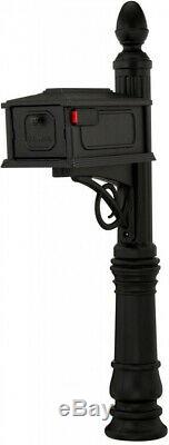 Large Secure Black Mailbox All In One Decorative Plastic Mail Box with Post