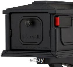 Large Secure Black Mailbox All In One Decorative Plastic Mail Box with Post