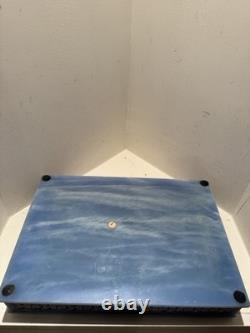Large Vintage Genuine Incolay Stone Hinged Jewelry Box Blue & White Birds Cameo