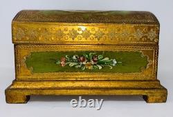 Large Vintage Gold Italian Dome Wooden Box Hand Painted Coppini Ugo