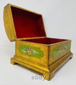 Large Vintage Gold Italian Dome Wooden Box Hand Painted Coppini Ugo