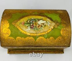 Large Vintage Gold Italian Dome Wooden Box Hand Painted Coppini Ugo
