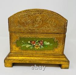 Large Vintage Gold Italian Dome Wooden Box Hand Painted Coppini Ugo