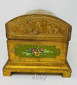 Large Vintage Gold Italian Dome Wooden Box Hand Painted Coppini Ugo