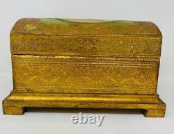 Large Vintage Gold Italian Dome Wooden Box Hand Painted Coppini Ugo