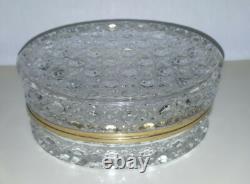 Large Vintage Hinged Oval Crystal Glass Trinket Box Over 2 Pounds