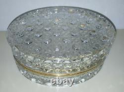 Large Vintage Hinged Oval Crystal Glass Trinket Box Over 2 Pounds