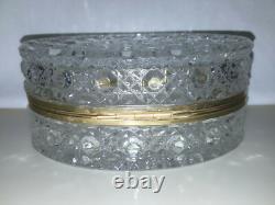 Large Vintage Hinged Oval Crystal Glass Trinket Box Over 2 Pounds