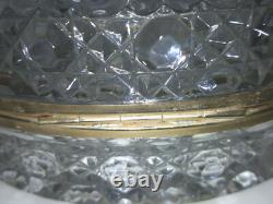 Large Vintage Hinged Oval Crystal Glass Trinket Box Over 2 Pounds