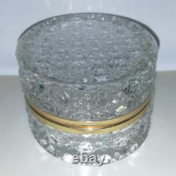 Large Vintage Hinged Oval Crystal Glass Trinket Box Over 2 Pounds