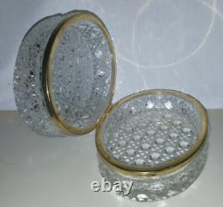 Large Vintage Hinged Oval Crystal Glass Trinket Box Over 2 Pounds