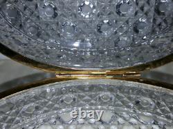 Large Vintage Hinged Oval Crystal Glass Trinket Box Over 2 Pounds