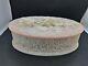 Large Vintage Oval Incolay Stone Jewelry Trinket Box, Hinged Lid, Hand Carved
