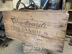 Large Vintage Wood Box Woodward's Candies Council Bluffs Iowa Candy Men Crate