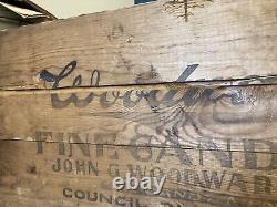 Large Vintage Wood Box Woodward's Candies Council Bluffs Iowa Candy Men Crate