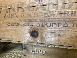 Large Vintage Wood Box Woodward's Candies Council Bluffs Iowa Candy Men Crate