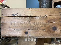 Large Vintage Wood Box Woodward's Candies Council Bluffs Iowa Candy Men Crate