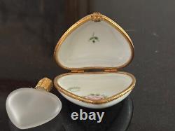 Limoge France Porcelain Trinket Box HEART SHAPED Floral Painted France Vintage