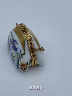 Limoges Bird Purse Porcelain Trinket Box France Peint Main Vintage HTF Design