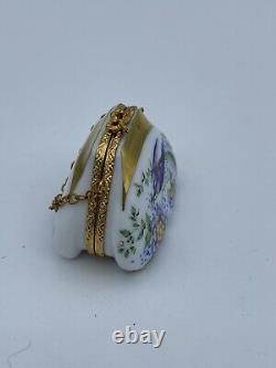 Limoges Bird Purse Porcelain Trinket Box France Peint Main Vintage HTF Design