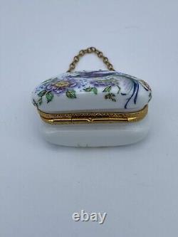 Limoges Bird Purse Porcelain Trinket Box France Peint Main Vintage HTF Design