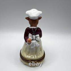 Limoges France Box- Vintage Brown & White Cow Cooking Frying Video Trinket