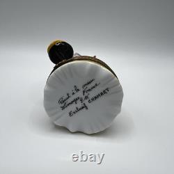 Limoges France Box- Vintage Brown & White Cow Cooking Frying Video Trinket