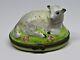 Limoges France Box Vintage Large Sheep Lying In A Meadow Lamb & Flowers