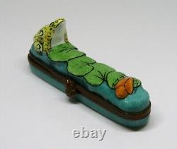 Limoges Pin Box Vintage Frog & Red Beetle Bug Lily Pads Peint Main