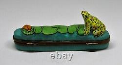 Limoges Pin Box Vintage Frog & Red Beetle Bug Lily Pads Peint Main