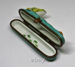 Limoges Pin Box Vintage Frog & Red Beetle Bug Lily Pads Peint Main