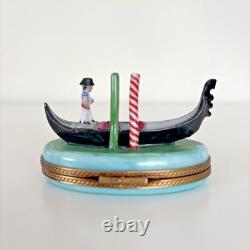 Limoges Trinket Box Venice Italy Venetian Gondola & Mask Gondolier Limited Vtg