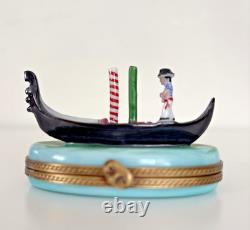 Limoges Trinket Box Venice Italy Venetian Gondola & Mask Gondolier Limited Vtg