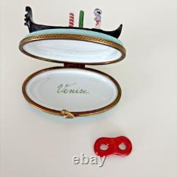 Limoges Trinket Box Venice Italy Venetian Gondola & Mask Gondolier Limited Vtg