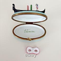 Limoges Trinket Box Venice Italy Venetian Gondola & Mask Gondolier Limited Vtg