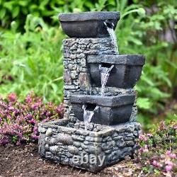 Litedeer Homes 3 Tiered Cascading Stone design Labyrinth Outdoor Fountain