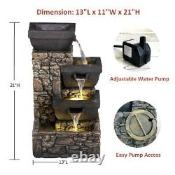 Litedeer Homes 3 Tiered Cascading Stone design Labyrinth Outdoor Fountain