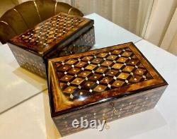 Lockable Jewelry Box, large jewelry Thuya Burl wooden Box Keepsake Storage