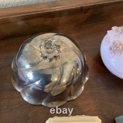 Lot Of Vintage Vanity Dresser Covered Boxes Glass Porcelain Heart Lenox