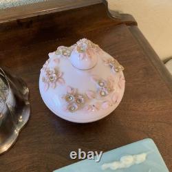 Lot Of Vintage Vanity Dresser Covered Boxes Glass Porcelain Heart Lenox