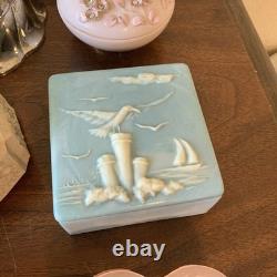 Lot Of Vintage Vanity Dresser Covered Boxes Glass Porcelain Heart Lenox