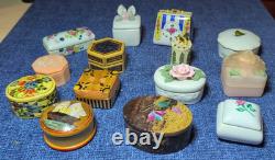 Lot Vintage Vanity Dresser Trinket Boxes Porcelain Hinged Hand Painted Soapstone
