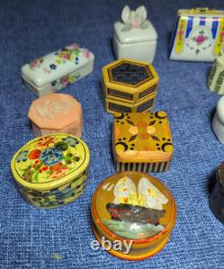 Lot Vintage Vanity Dresser Trinket Boxes Porcelain Hinged Hand Painted Soapstone